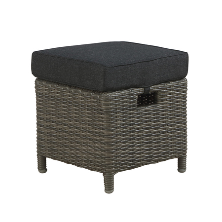 Alaterre Furniture Asti All-Weather Wicker Outdoor 15" Square Ottomans with Cushions, Set of 2 AWWF02FF